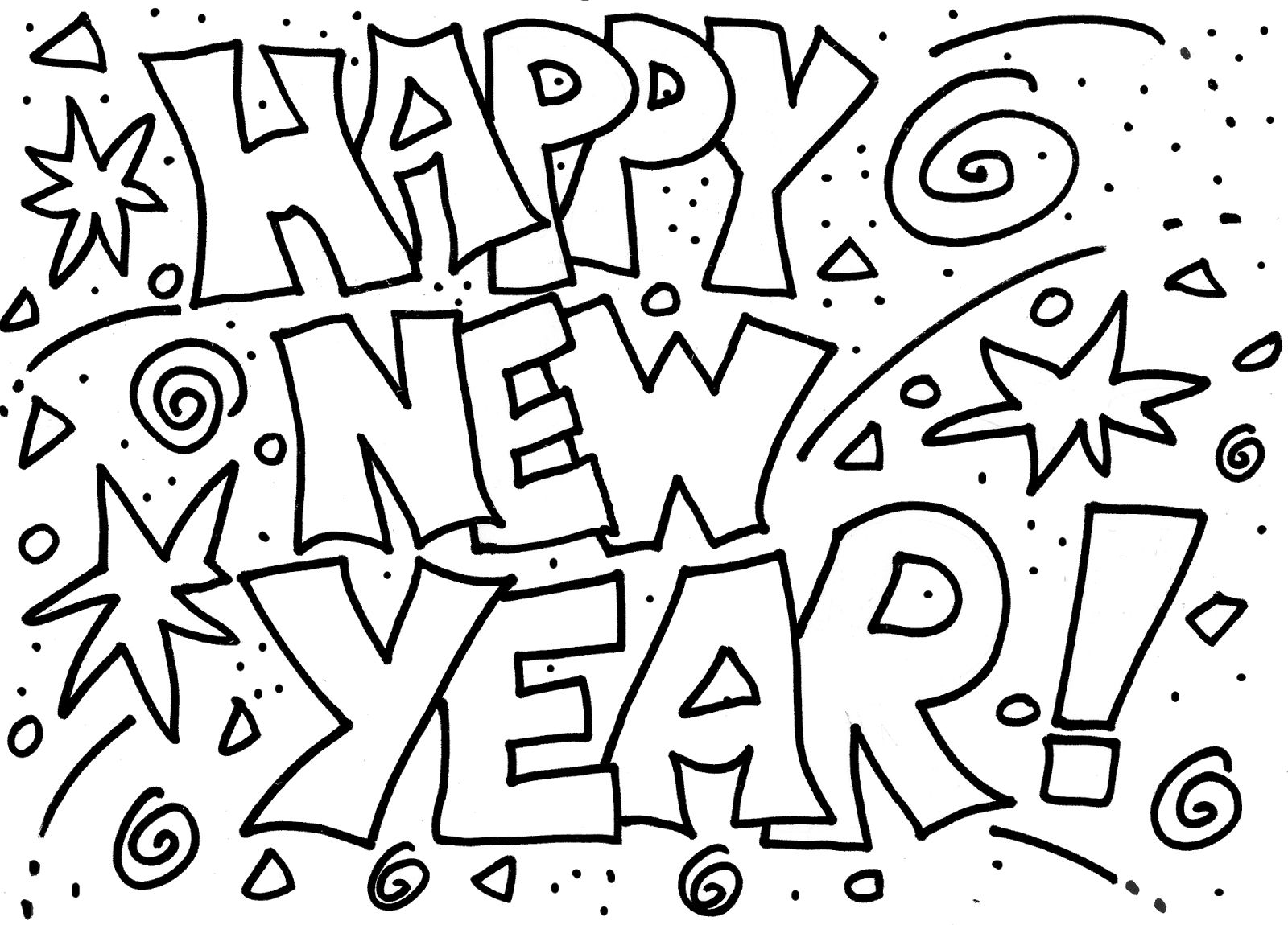 Happy new year coloring pag