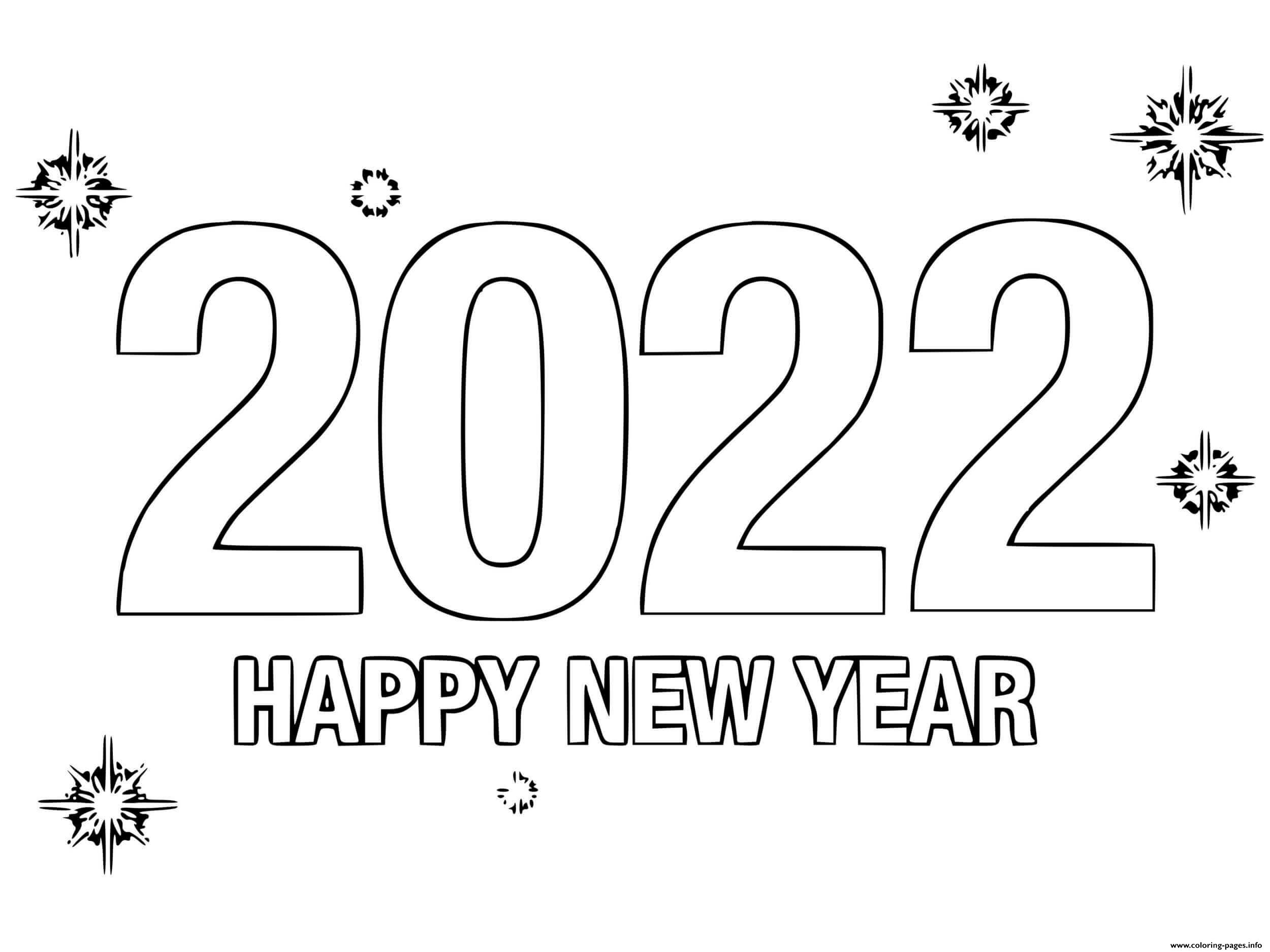 Simple happy new year coloring page printable