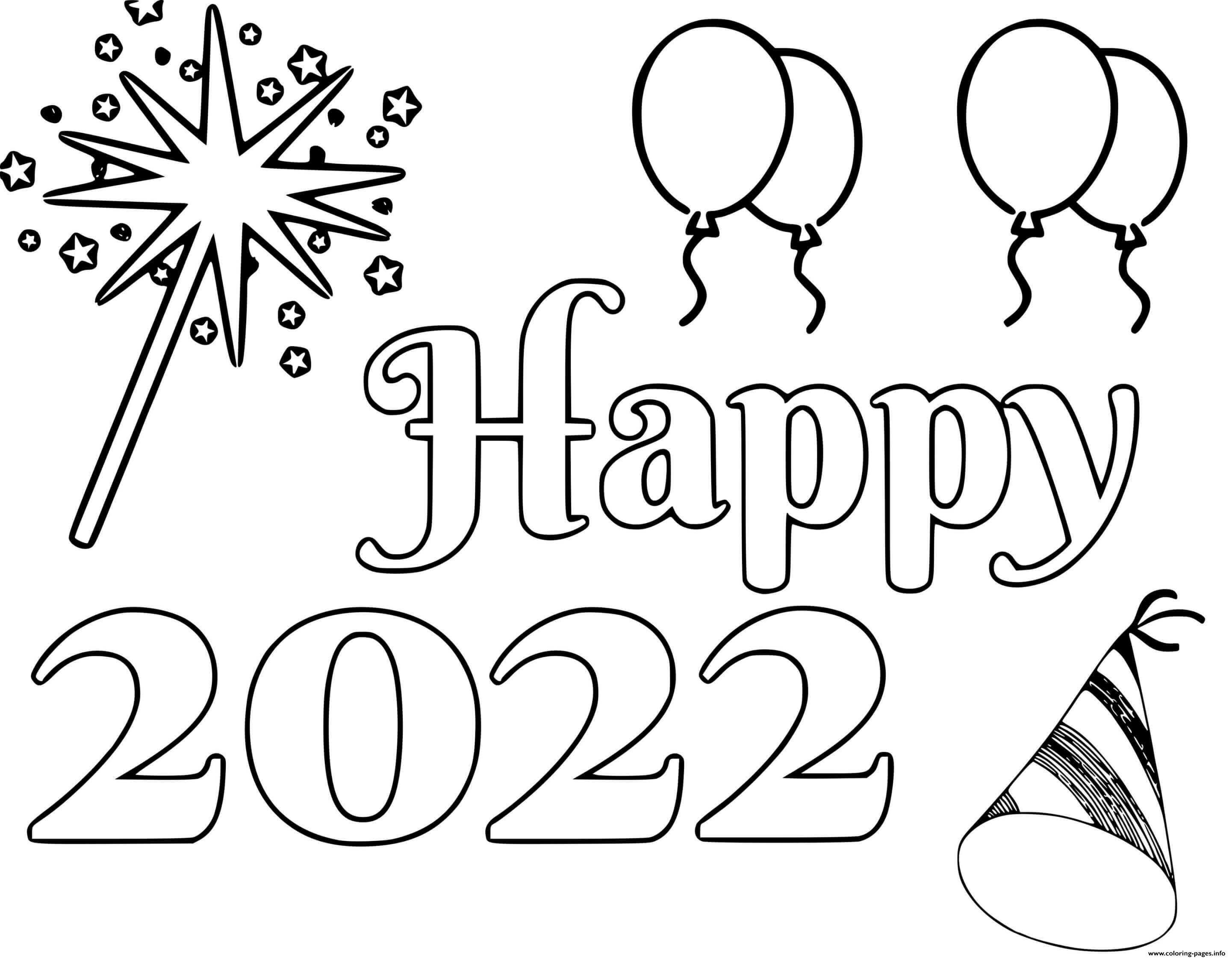 Happy new year fun coloring page printable