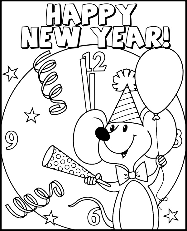 Print happy new year coloring page