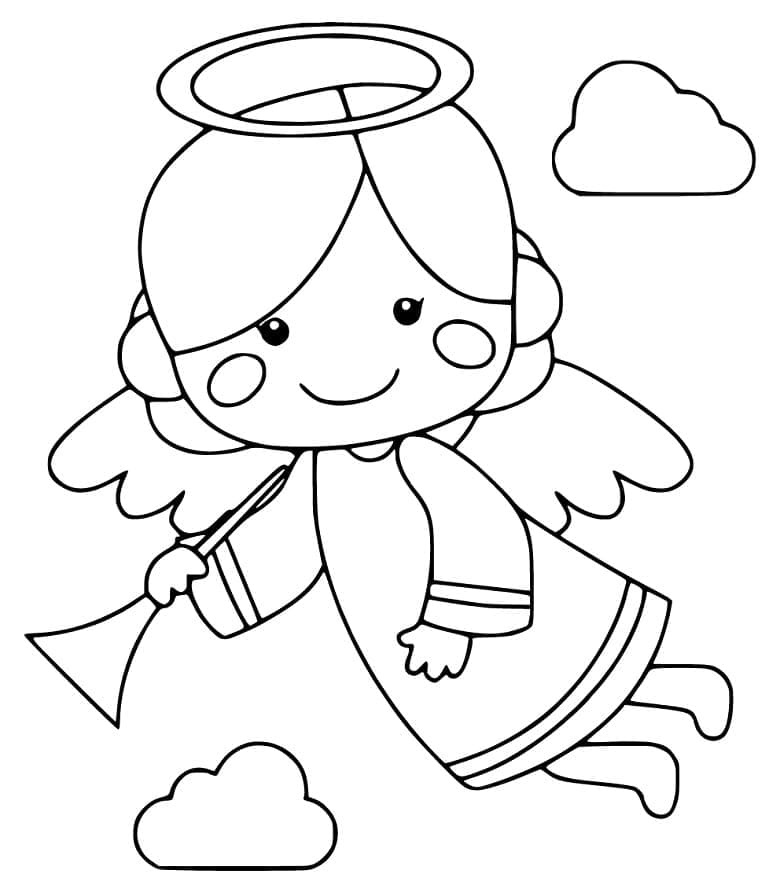 Smiling christmas angel coloring page