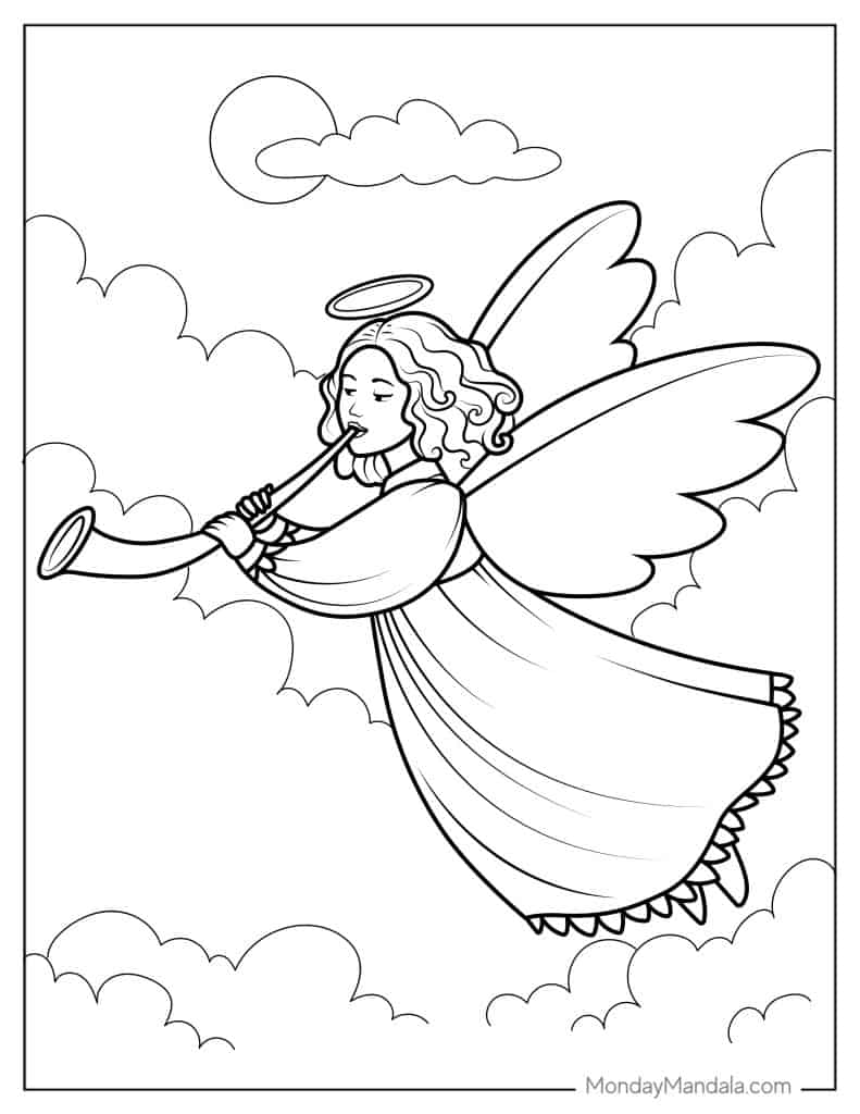 Angel coloring pages free pdf printables