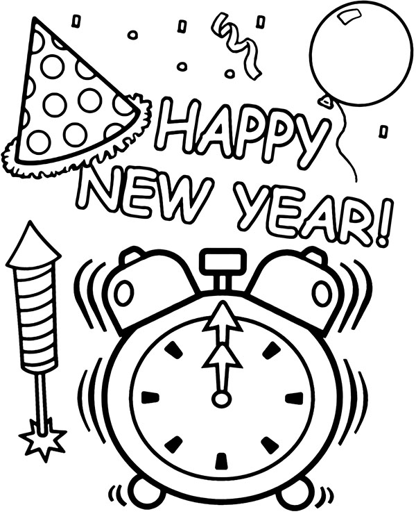 Printable new years day coloring page