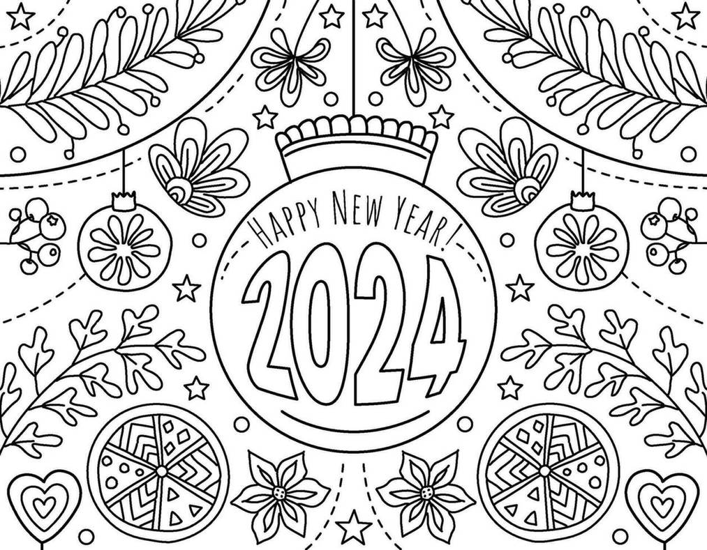 Happy new year coloring pages by coloringpageswk on