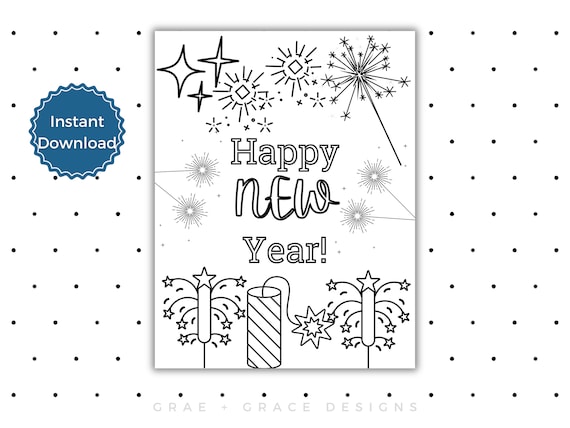 New years coloring pages printable instant download firecracker coloring sheets happy new year