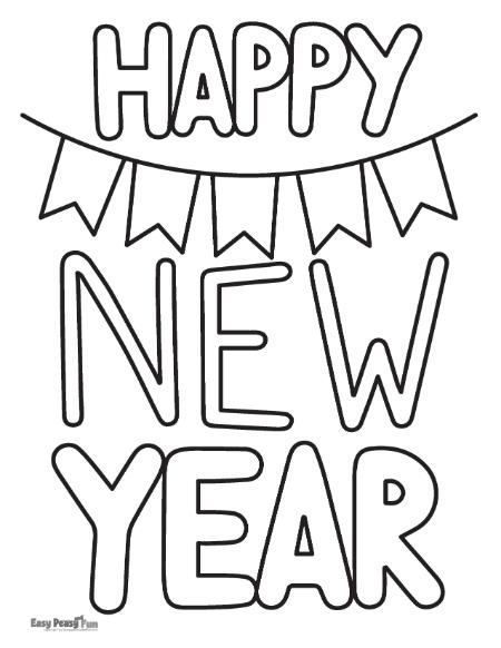 Happy new year coloring pages