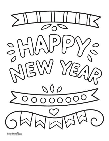 Happy new year coloring pages