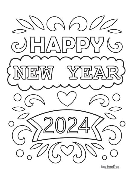 Happy new year coloring pages