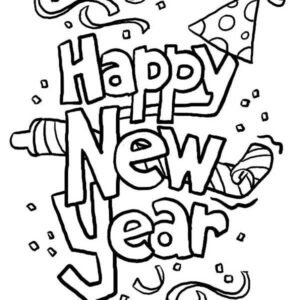 Happy new year hat coloring pages printable for free download