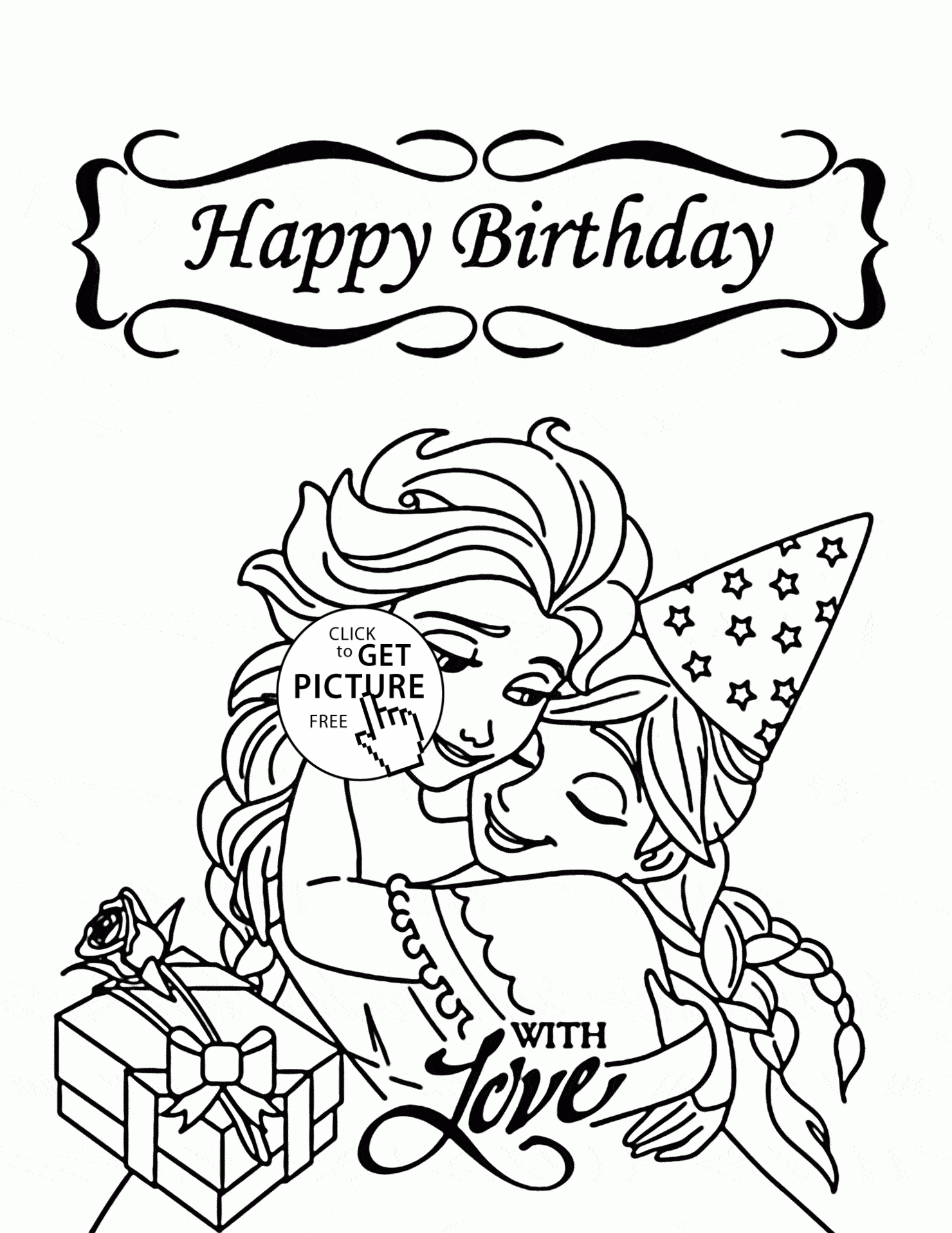 Happy birthday with love coloring page for kids holiday coloring pages prâ happy birthday coloring pages birthday coloring pages happy birthday disney princess