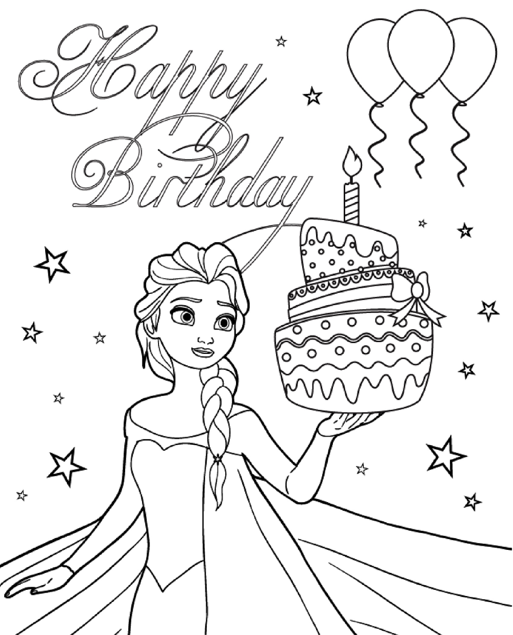 Printable birthday princess coloring pages happy birthday coloring pages mom coloring pages elsa coloring pages