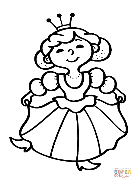 Happy princess coloring page free printable coloring pages