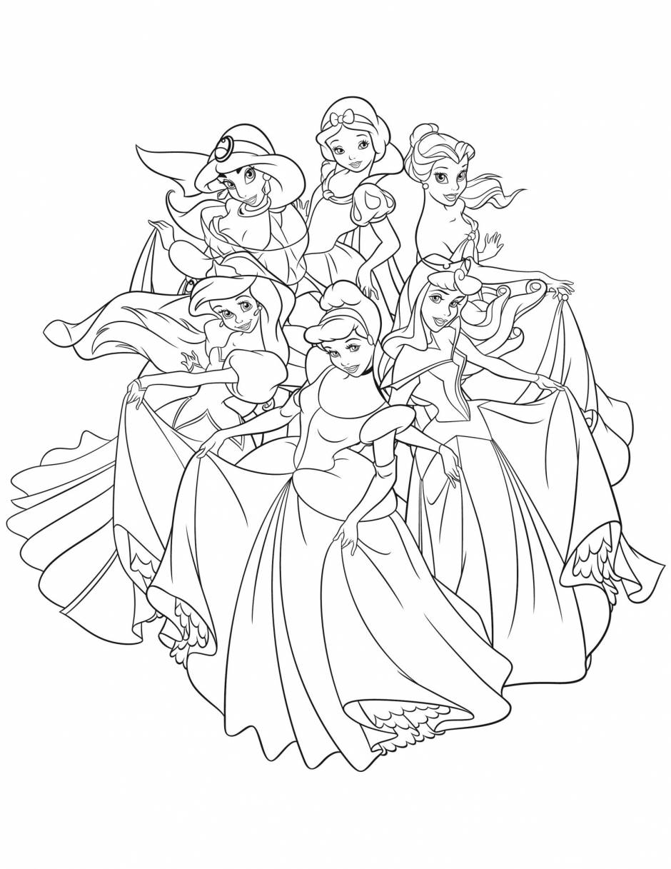 Colorful fun printable disney princess coloring pages