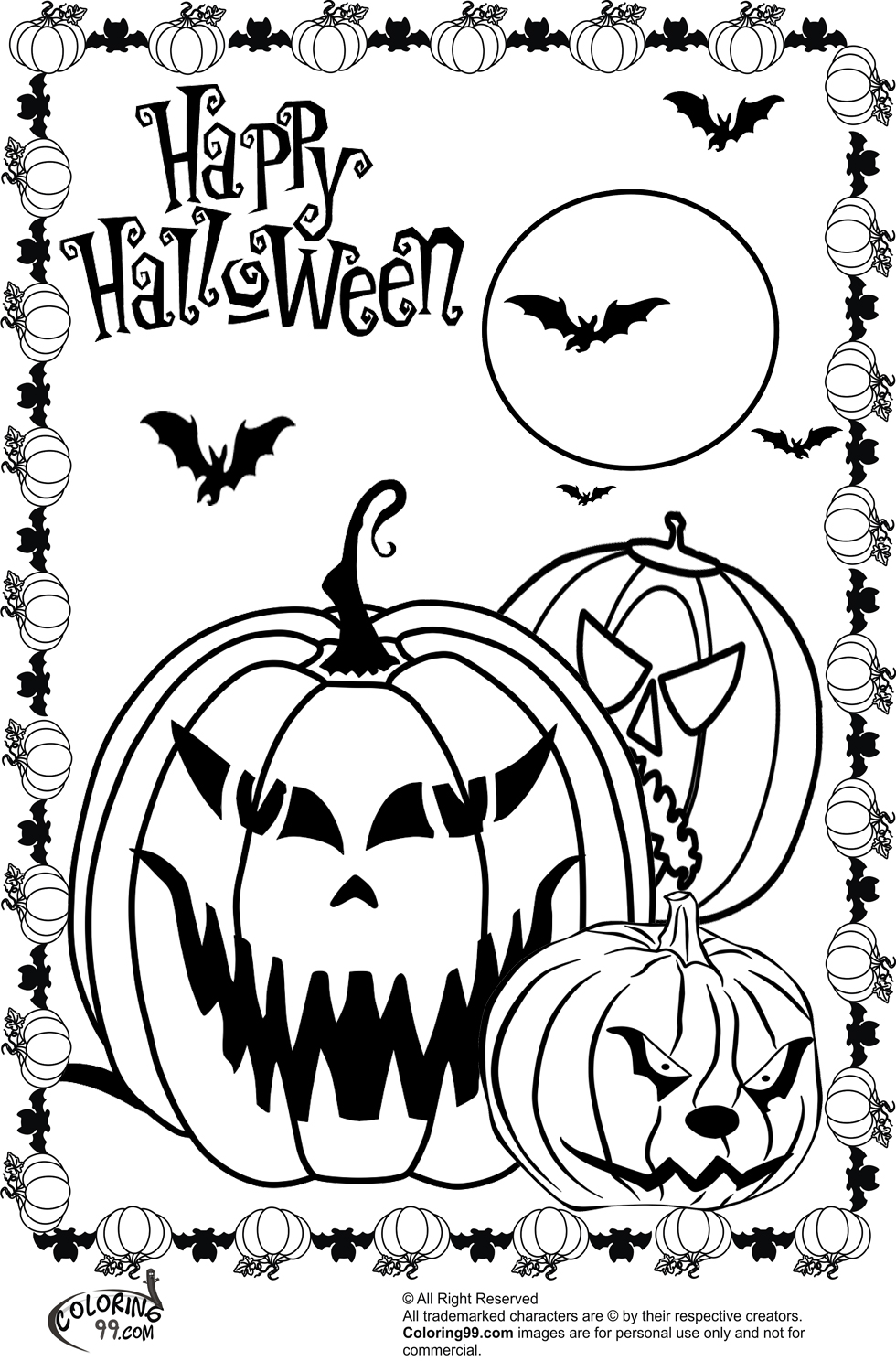 Scary halloween pumpkin coloring pages team colors