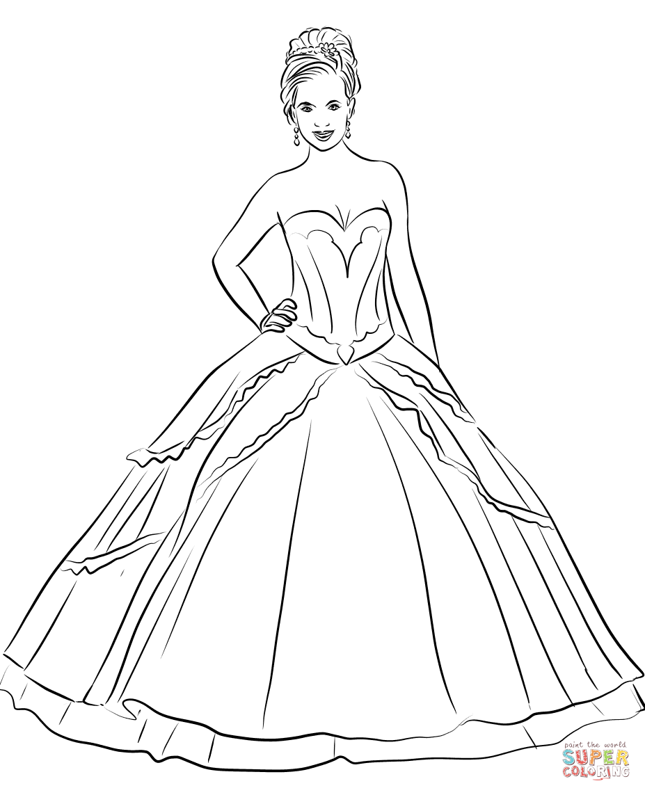 Quinceanera dress coloring page free printable coloring pages free printable coloring pages dress drawing easy free printable coloring