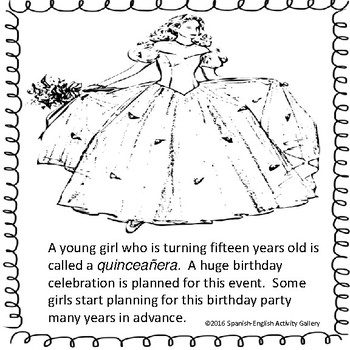 La quinceanera coloring book by spanish