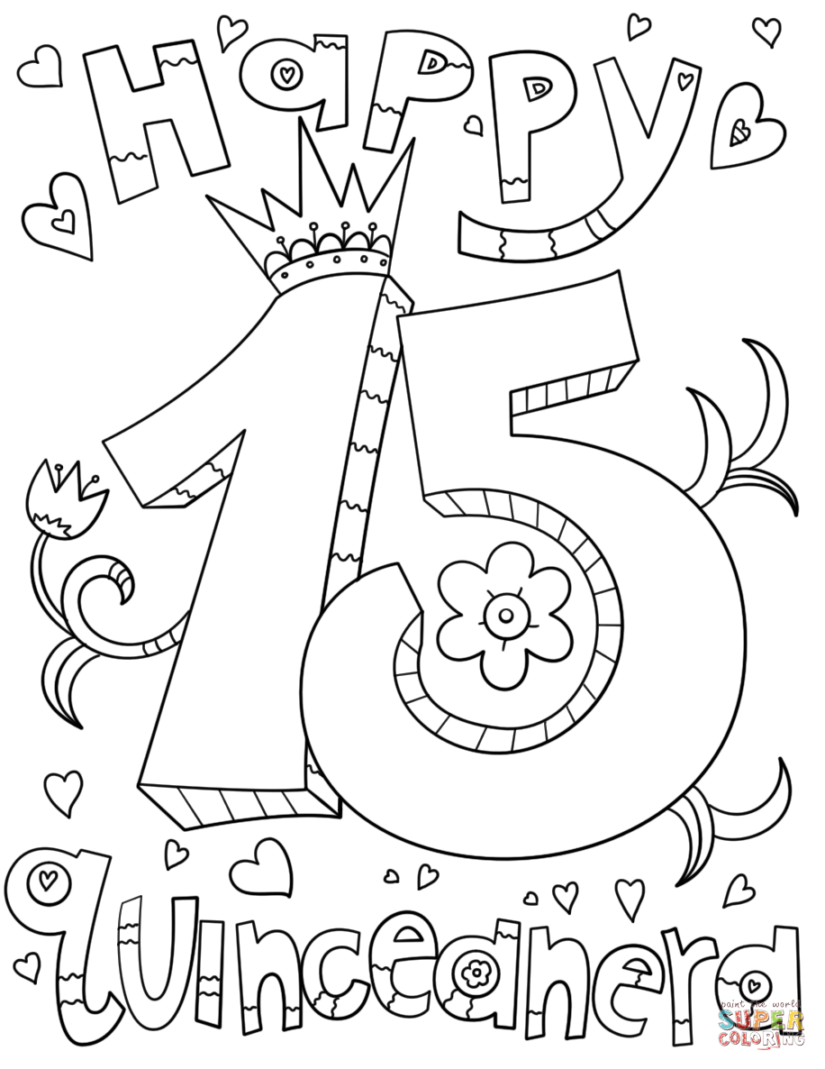 Happy quinceanera coloring page free printable coloring pages