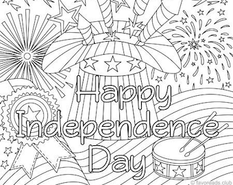 Independence day printable adult coloring page from favoreads coloring book pages for adults and kids coloring sheets coloring designs