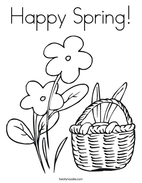 Happy spring coloring page