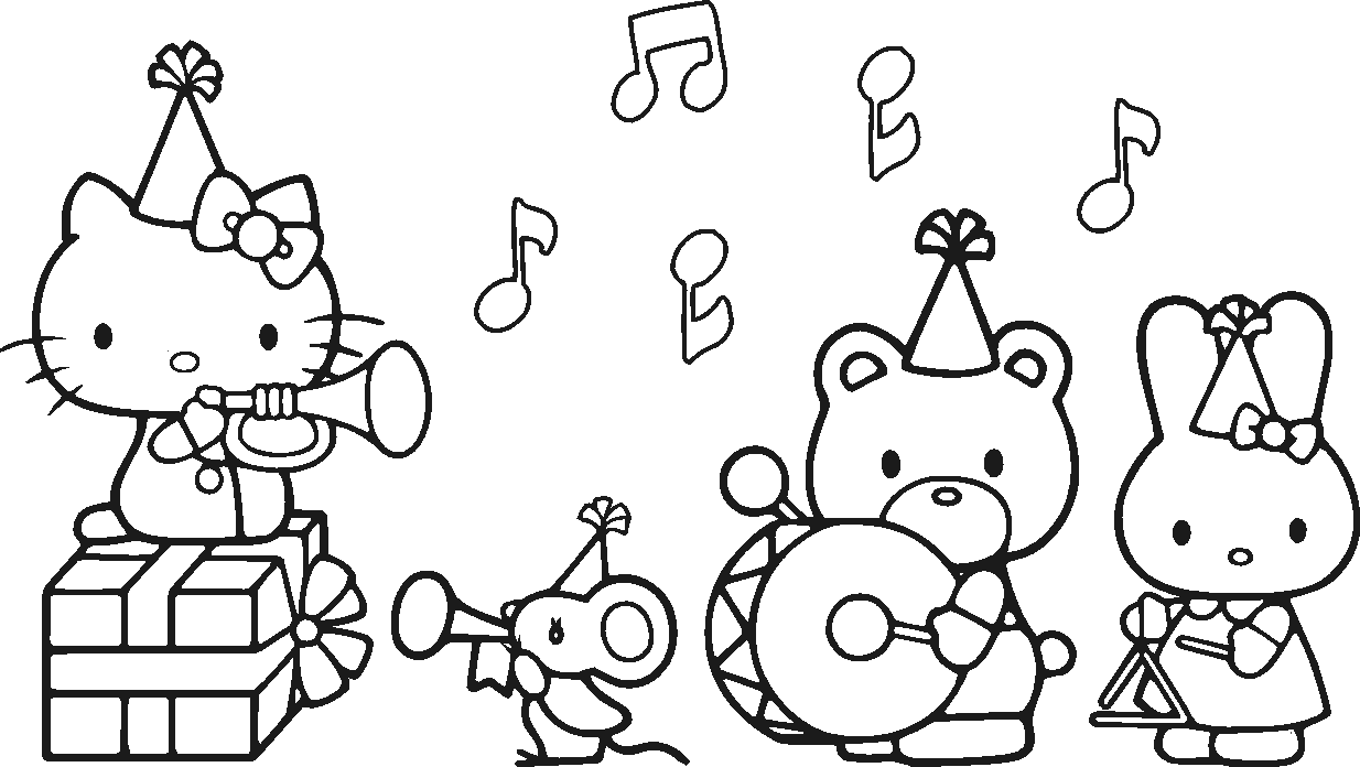 Hello kitty birthday coloring pages