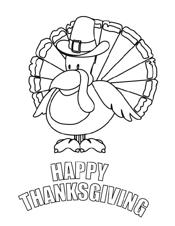 Happy thanksgiving with hello kitty coloring page