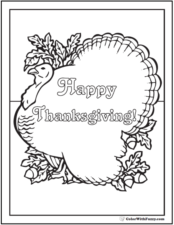 Happy thanksgiving coloring turkey greeting