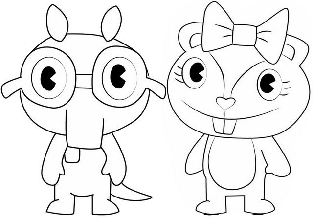 Giggles and sniffles coloring page of happy tree friends happy tree friends coloring pages happy