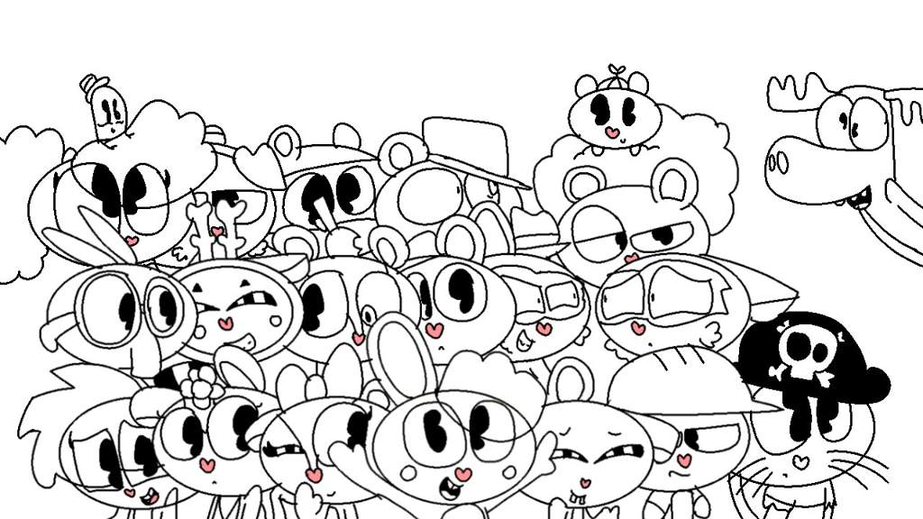 All main characters lineart without color happy tree friends amino