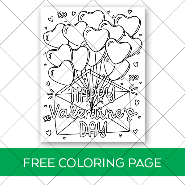 Free happy valentines day coloring page