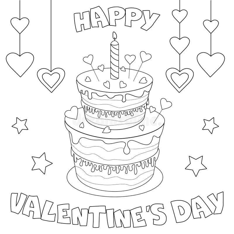 Coloring page happy valentines day stock vector