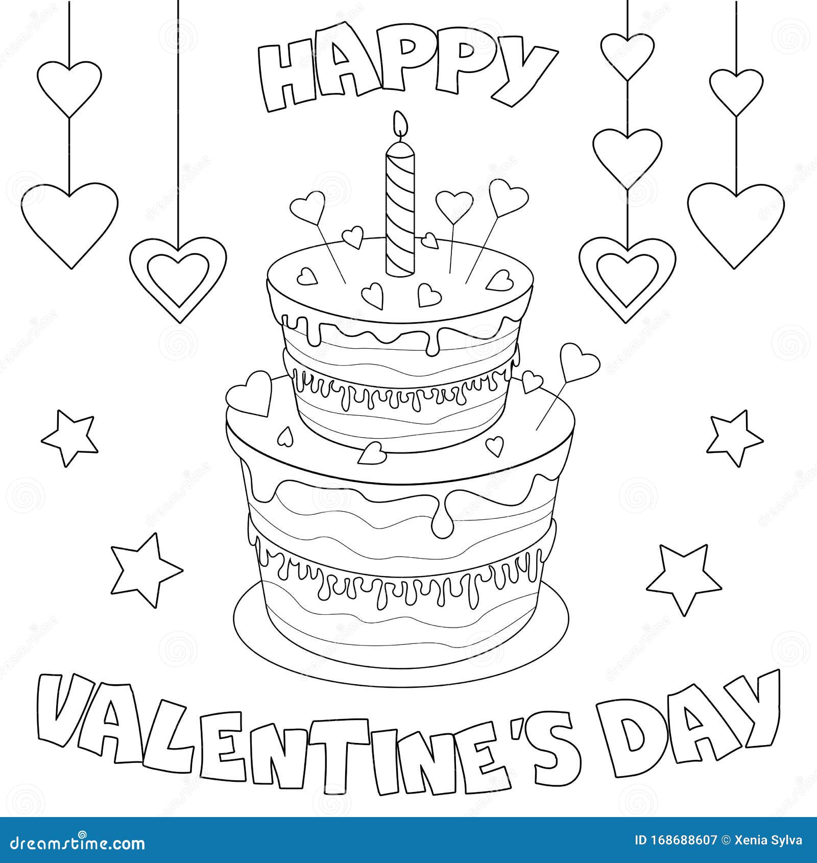 Coloring page happy valentines day stock vector