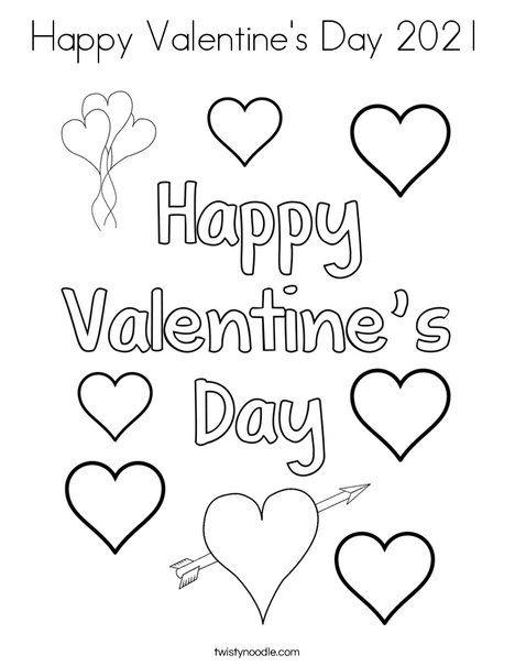 Happy valentines day coloring page