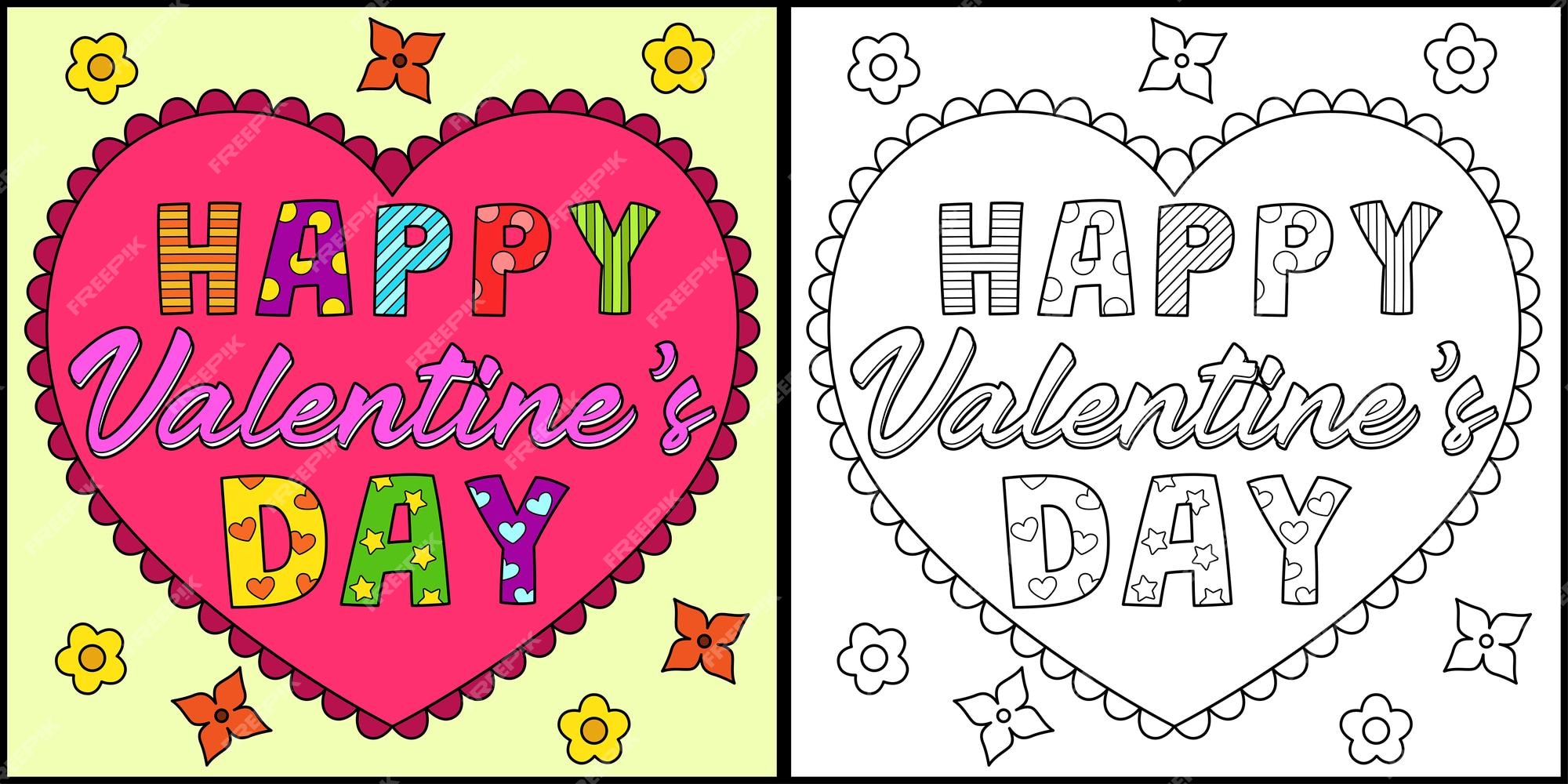 Premium vector happy valentines day coloring page illustration