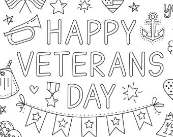 Jumbo veterans day coloring page coloring page banner military coloring pages large coloring poster for school veterans day thank you