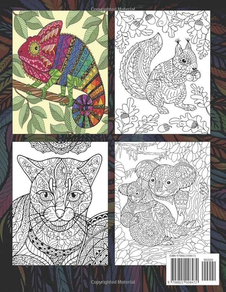 Amazing mandala animals coloring book cute zoo animal coloring pages for adults relaxation and stress relief anti stress hard detailed wild animal coloring pages for men and women edwin lopez