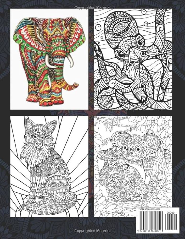 Amazing mandala animals coloring book cute zoo animal coloring pages for adults relaxation and stress relief hard tailed wild animal anti stress coloring pages for men and women edwin lopez