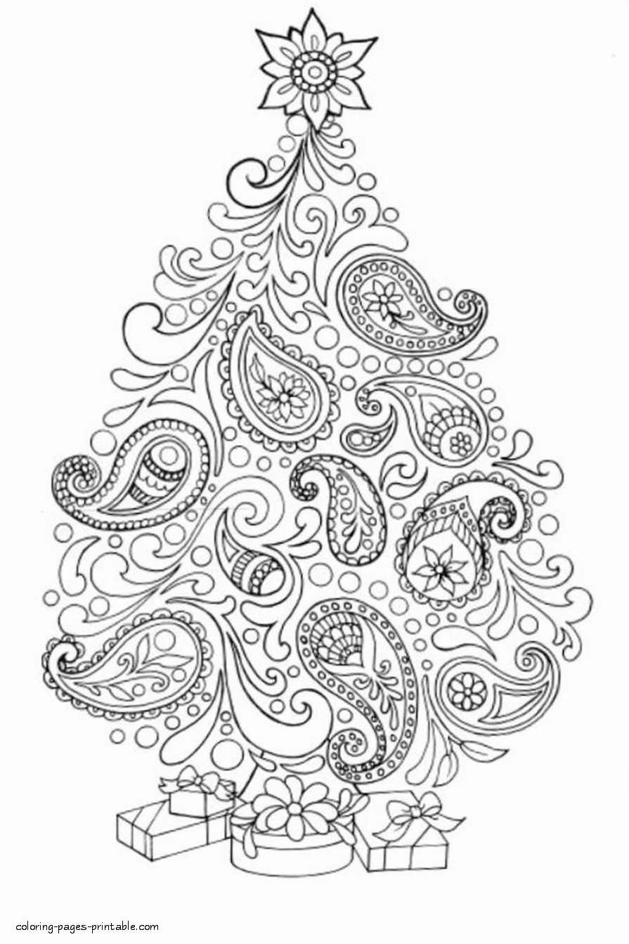 Difficult christmas tree coloring page christmas tree coloring page printable christmas coloring pages tree coloring page