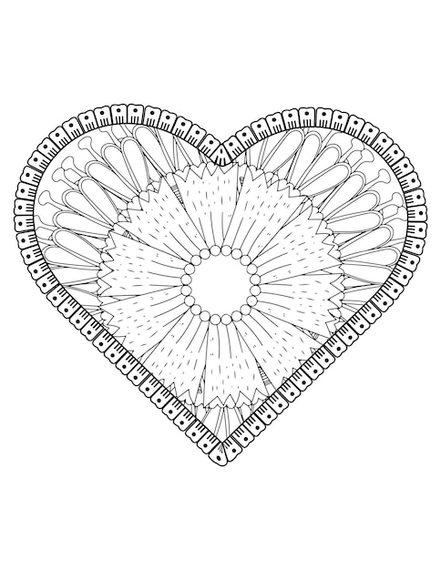 Premium vector heart coloring page for adult and kids love coloring vector valentine pattern design valentine