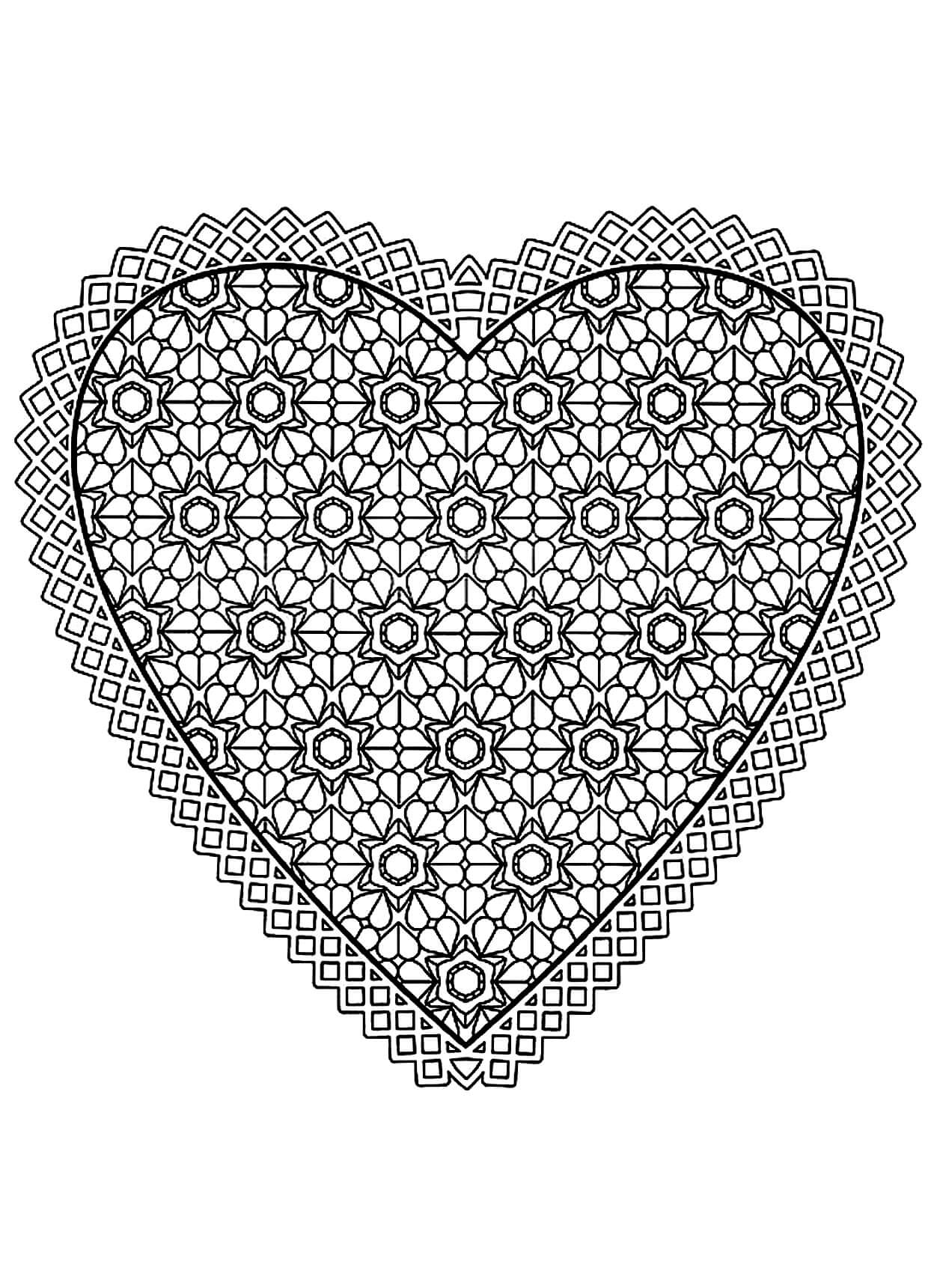 Nice heart mandala coloring page