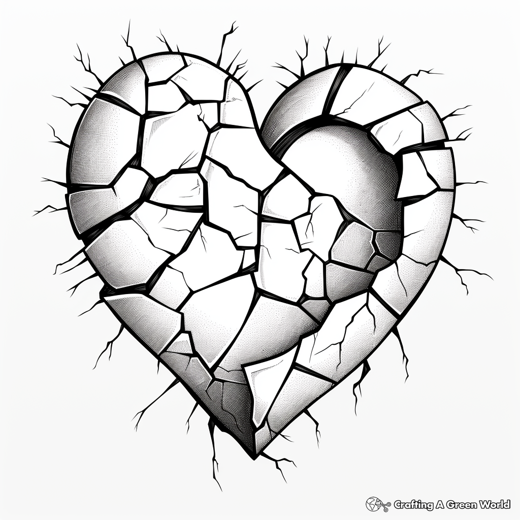 Broken heart coloring pages