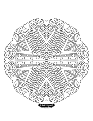 Love madness mandala coloring page