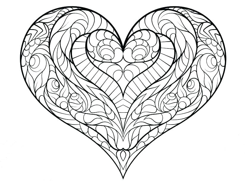 Hearts coloring pages for adults