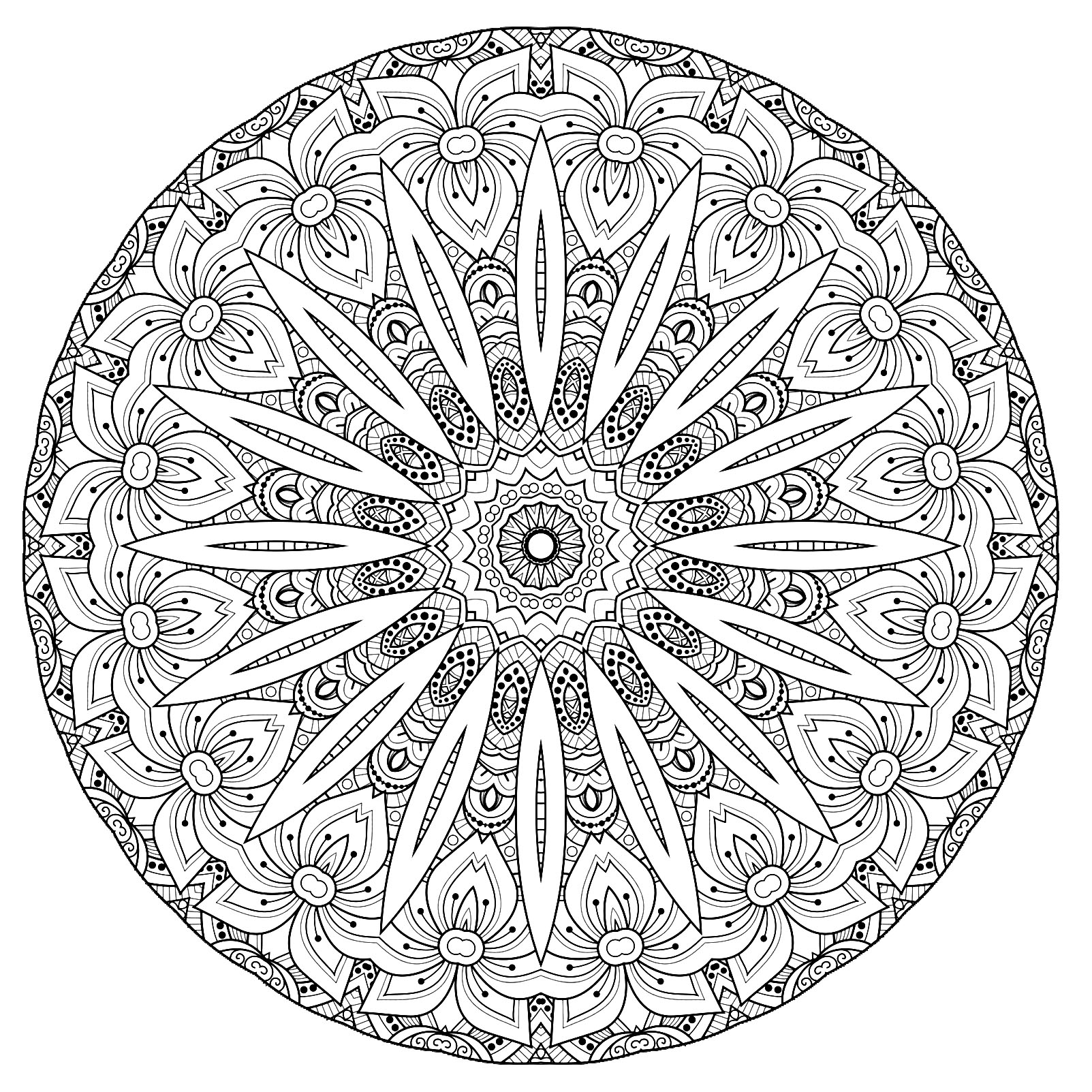 Complex mandala with flowers