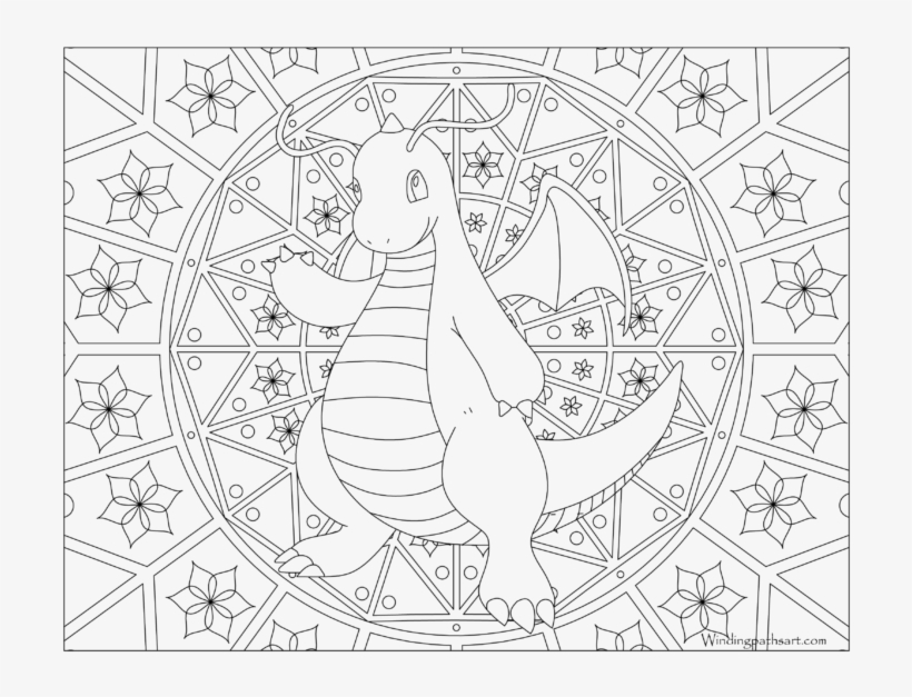 Adult pokemon coloring page dragonite