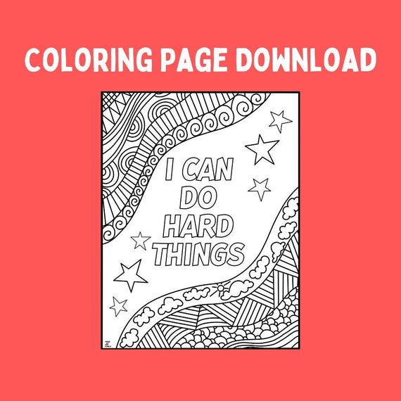 I can do hard things coloring page coloring sheet digital download kids coloring page kids coloring sheet classroom coloring sheet