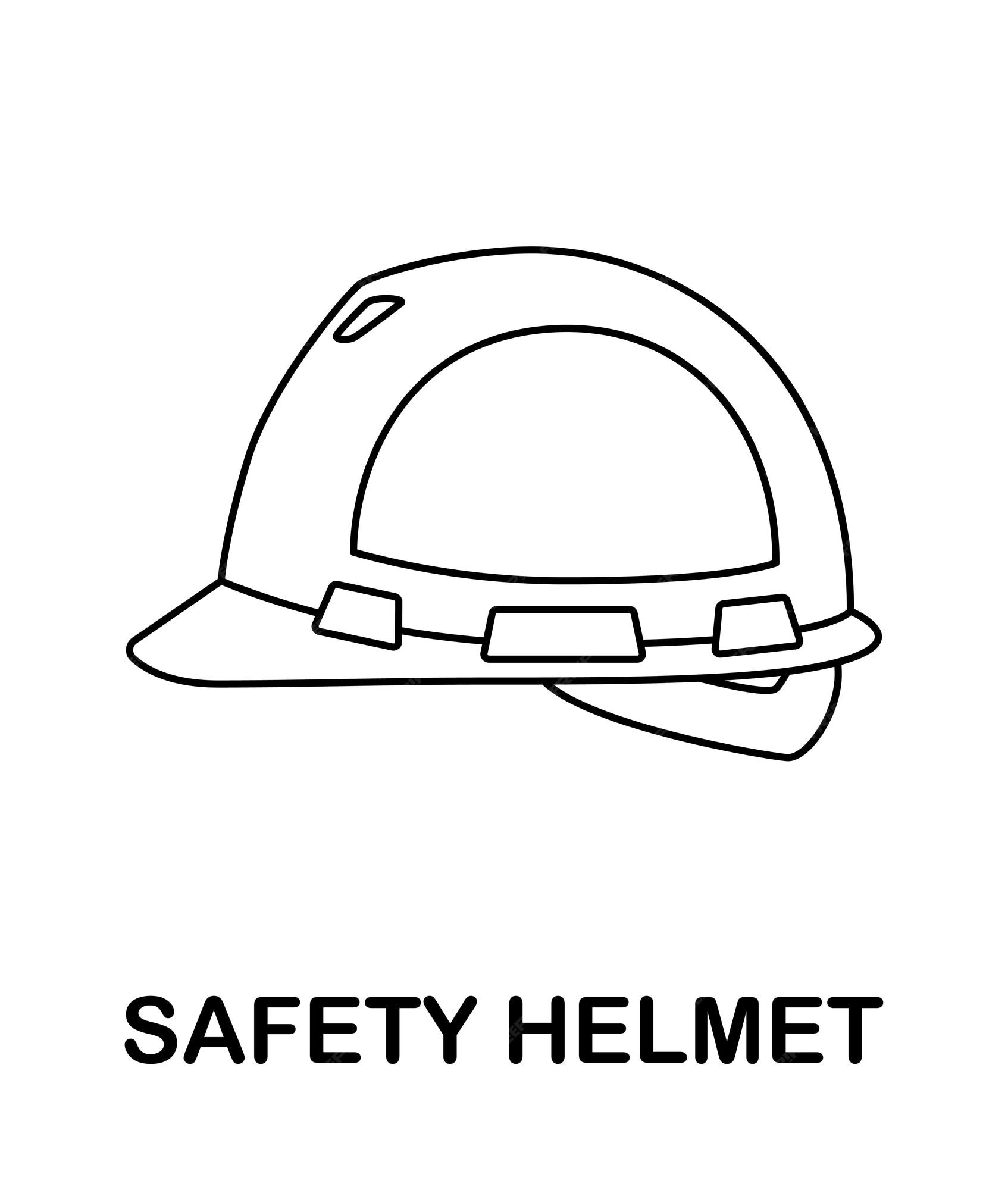 Premium vector coloring page with safety helmet brush for kids