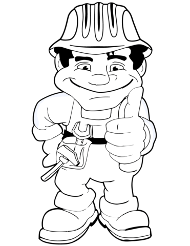 Worker in hard hat coloring page free printable coloring pages