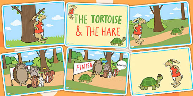 The tortoise and the hare story sequencg cards