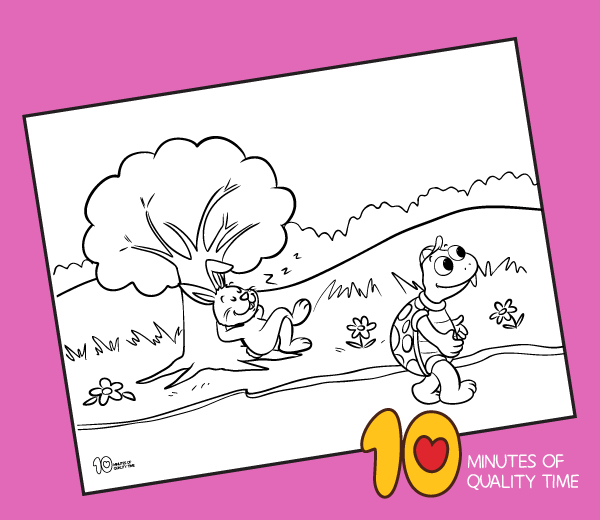 The tortoise and the hare coloring page â minutes of quality time