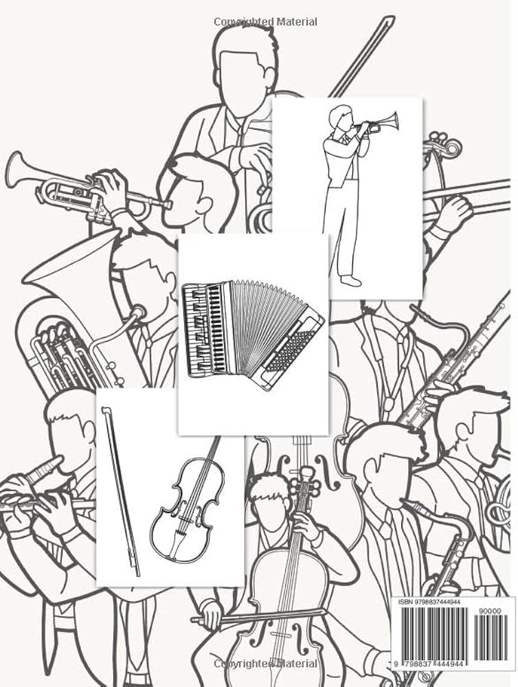 Musical instruments coloring book for kids large and simple drawings with musical instruments and musicians children music activity book coloring pages with the guitar violin piano and more